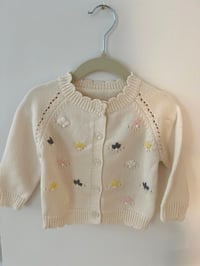 Image 1 of Ivory Embroidered Flower Baby Cardigan 