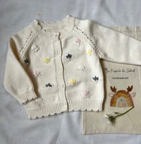 Image 2 of Ivory Embroidered Flower Baby Cardigan 