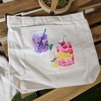 Image 1 of Original Kawaii Animal Fruit Tea Tote Bag