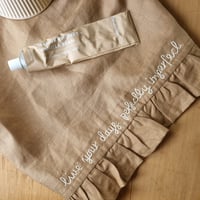 ruffled linen towel - live your days perfectly imperfect