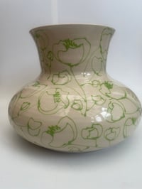 Image 2 of Large white and green flower vase 