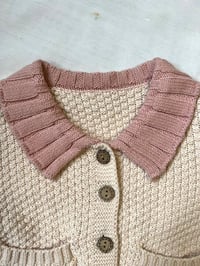 Image 4 of Knitted Baby Cardigan with Cat Pockets & Ruffle Collar