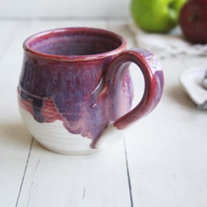 Image of Shades of Pink and Purple over White Glazes, 12 Ounce Handcrafted Pottery Mug Made in USA