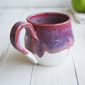 Image of Shades of Pink and Purple over White Glazes, 12 Ounce Handcrafted Pottery Mug Made in USA