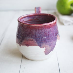 Image of Shades of Pink and Purple over White Glazes, 12 Ounce Handcrafted Pottery Mug Made in USA