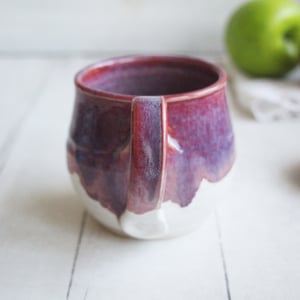 Image of Shades of Pink and Purple over White Glazes, 12 Ounce Handcrafted Pottery Mug Made in USA