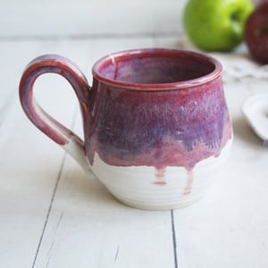 Image of Shades of Pink and Purple over White Glazes, 12 Ounce Handcrafted Pottery Mug Made in USA