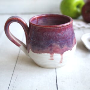 Image of Shades of Pink and Purple over White Glazes, 12 Ounce Handcrafted Pottery Mug Made in USA