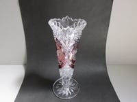 Image 5 of Vintage Glass Vase, Hofbauer Byrdes (Birds), German Lead Crystal, Clear and Purple, H 8 6/10"  