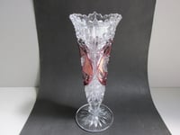 Image 4 of Vintage Glass Vase, Hofbauer Byrdes (Birds), German Lead Crystal, Clear and Purple, H 8 6/10"  