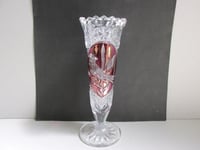 Image 6 of Vintage Glass Vase, Hofbauer Byrdes (Birds), German Lead Crystal, Clear and Purple, H 8 6/10"  