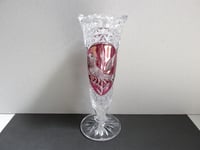 Image 7 of Vintage Glass Vase, Hofbauer Byrdes (Birds), German Lead Crystal, Clear and Purple, H 8 6/10"  