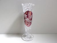 Image 8 of Vintage Glass Vase, Hofbauer Byrdes (Birds), German Lead Crystal, Clear and Purple, H 8 6/10"  