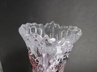 Image 14 of Vintage Glass Vase, Hofbauer Byrdes (Birds), German Lead Crystal, Clear and Purple, H 8 6/10"  