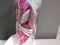 Image 11 of Vintage Glass Vase, Hofbauer Byrdes (Birds), German Lead Crystal, Clear and Purple, H 8 6/10"  