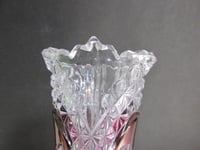 Image 16 of Vintage Glass Vase, Hofbauer Byrdes (Birds), German Lead Crystal, Clear and Purple, H 8 6/10"  