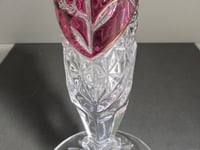 Image 18 of Vintage Glass Vase, Hofbauer Byrdes (Birds), German Lead Crystal, Clear and Purple, H 8 6/10"  