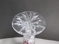 Image 21 of Vintage Glass Vase, Hofbauer Byrdes (Birds), German Lead Crystal, Clear and Purple, H 8 6/10"  