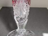 Image 19 of Vintage Glass Vase, Hofbauer Byrdes (Birds), German Lead Crystal, Clear and Purple, H 8 6/10"  