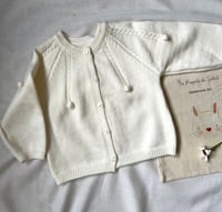 Image 2 of Minimalist Knit Baby Cardigan White
