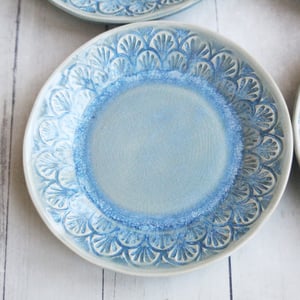 Image of Reserved for Natalie - Dessert Dishes in Sea Glass Blue Glaze Handcrafted Dinnerware Made in USA