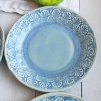 Image 6 of Reserved for Natalie - Dessert Dishes in Sea Glass Blue Glaze Handcrafted Dinnerware Made in USA