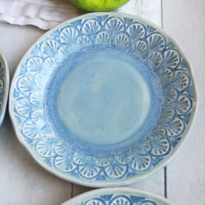 Image of Reserved for Natalie - Dessert Dishes in Sea Glass Blue Glaze Handcrafted Dinnerware Made in USA