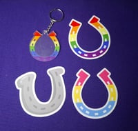 Pride/horseshoe stickers & acrylic keyring