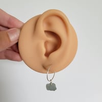 Image 3 of Aquamarine Hoop Earrings | Silver