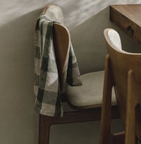 Image 2 of green checked linen t-towel