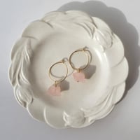 Image 2 of Rose Quartz Hoop Earrings | Gold Filled