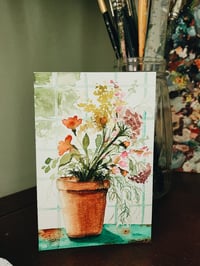 Image 1 of Greenhouse Flowers -Original Watercolor Painting 