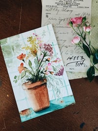 Image 2 of Greenhouse Flowers -Original Watercolor Painting 