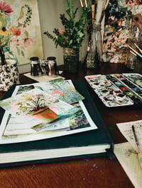 Image 4 of Greenhouse Flowers -Original Watercolor Painting 