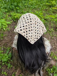 Image 2 of Cotton Hand-Crocheted Bandana - Natural Varieted