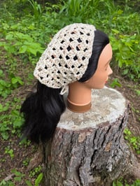 Image 4 of Cotton Hand-Crocheted Bandana - Natural Varieted