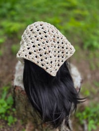 Image 1 of Cotton Hand-Crocheted Bandana - Natural Varieted