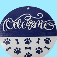 Image 1 of Welcome Sign dog with paw prints