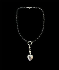 Image 2 of beaded pearl heart locket necklace 