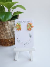 Image 2 of Peach Marble Lotus Studs 