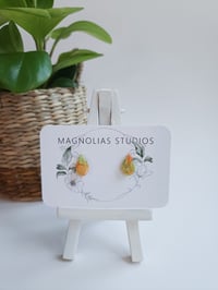 Peach Marble Teardrop Studs 