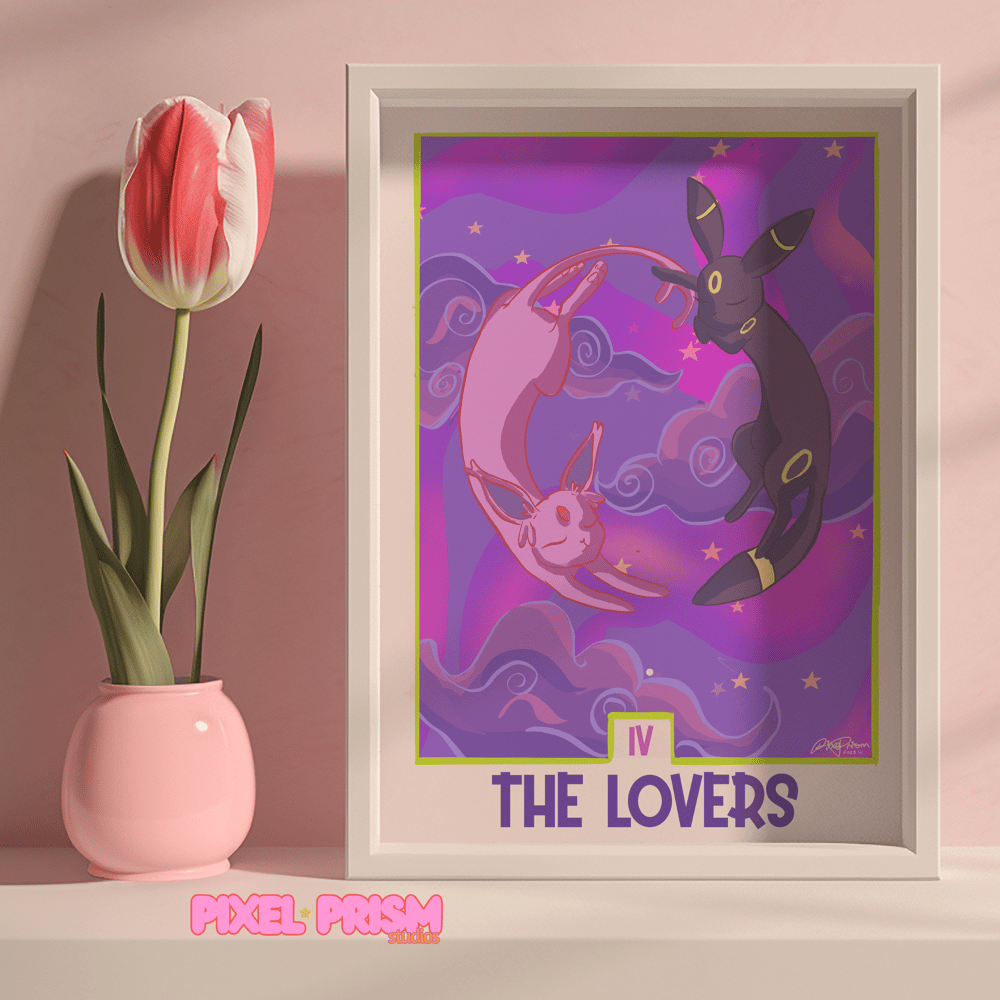 Image of The Lovers Tarot | Umbreon + Espeon Original Art Print