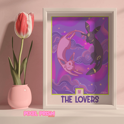 Image of The Lovers Tarot | Umbreon + Espeon Original Art Print