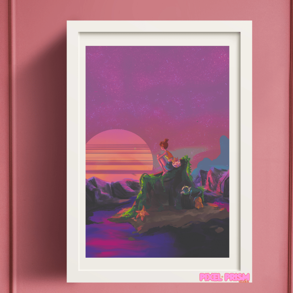 Image of Misty's Retreat | Pokemon Original Art Print | Misty, Psyduck, Vaporeon, Staryu, Togepi