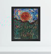 Image 2 of 'Held By the Moon's Gaze' - Abstract Expressionist Acrylic on Canvas Panel, 8x10 Framed