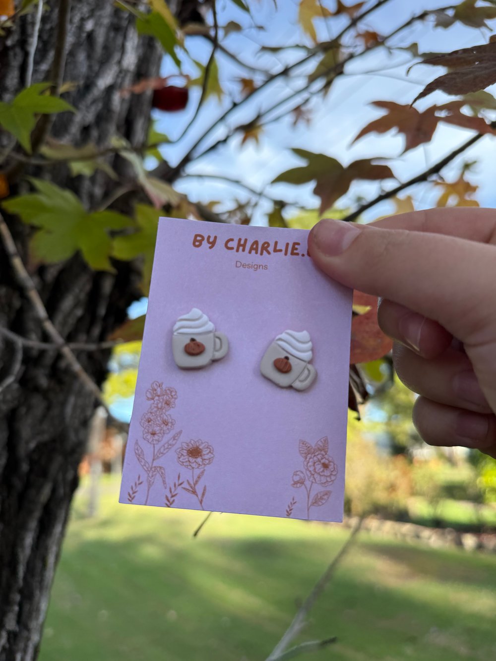 Image of Pumpkin coffee cup studs 