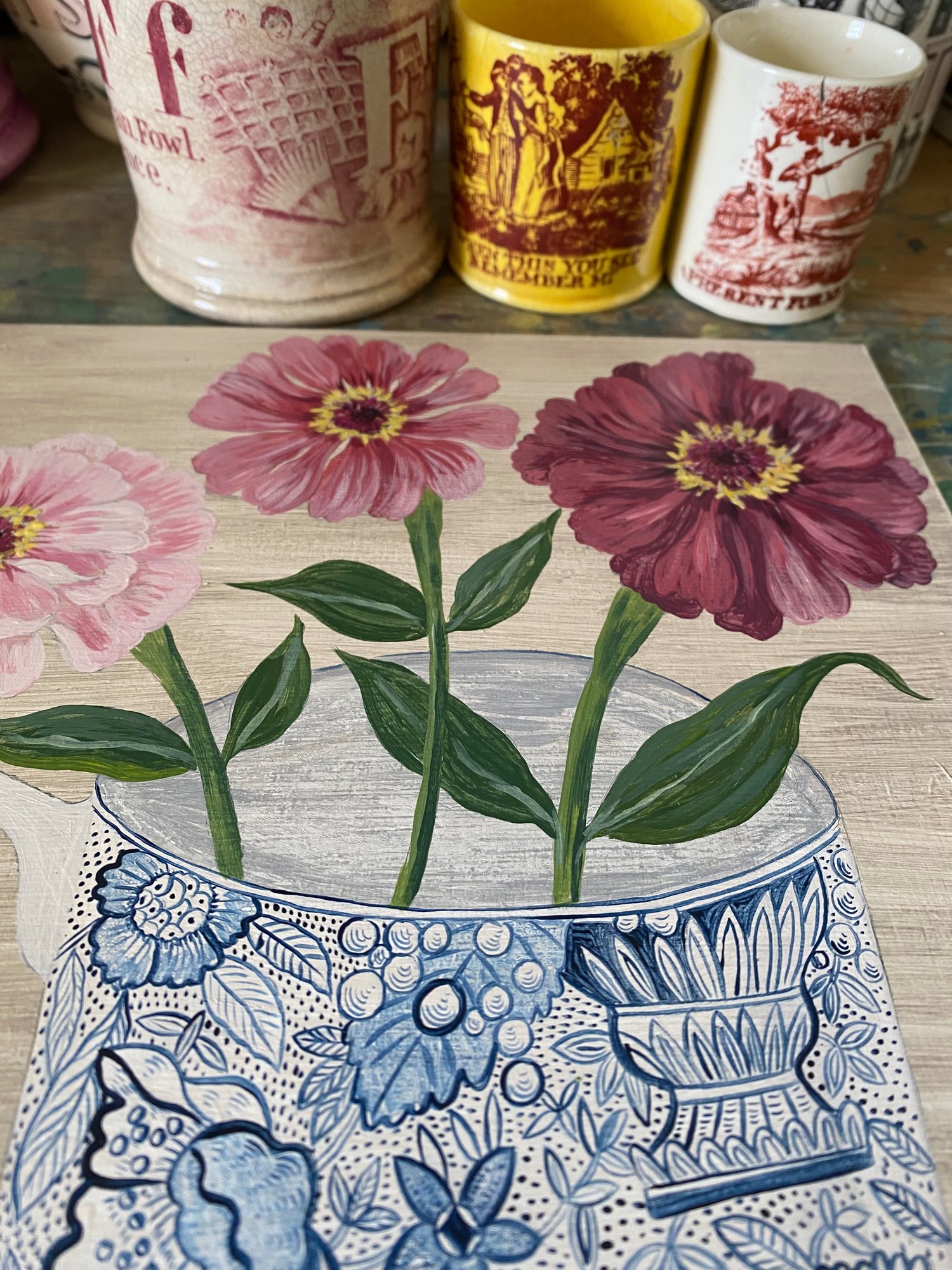 Image of Three Zinnias 