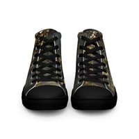 Image 10 of Tattered Look Goth Inspired Black, Gray and Gold Women’s high top canvas shoes