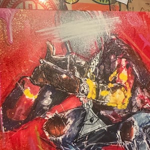 BLACK OUT ON WHITE NIGHT / FLYGOD IS AN AWESOME GOD 1 of 1 /  HAND PAINTED COVER (VINYL INCLUDED)
