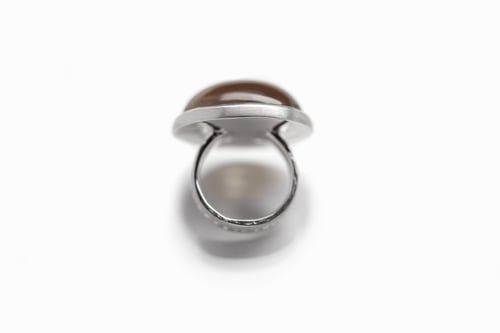Image of  "He finds his delight..." silver ring with smoky quartz  · ADSPECTU FRUITUR LIBERIORE POLI  ·